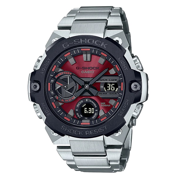 đồng hồ thể thao g-shock gst-b400ad-1a4 mặt đỏ dây trắng